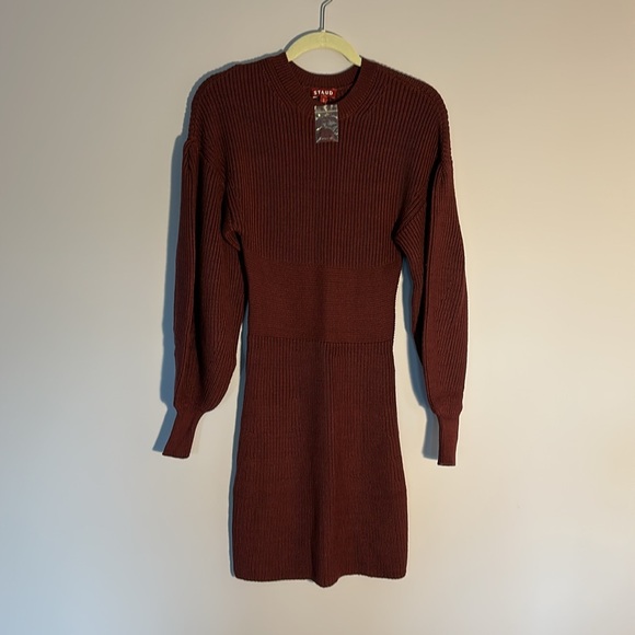 STAUD Red Long Sleeve Dress with Dramatic Sleeves - Picture 2 of 5